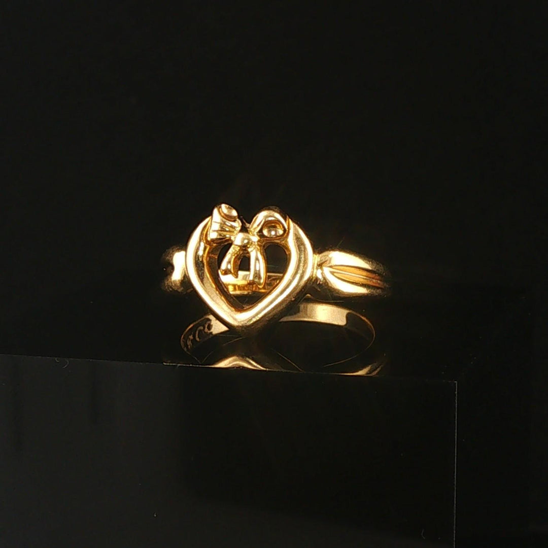 Tiffany & Co. 18k Yellow Gold Open Heart With Bow Ring Size 5.5