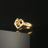 Tiffany & Co. 18k Yellow Gold Open Heart With Bow Ring Size 5.5