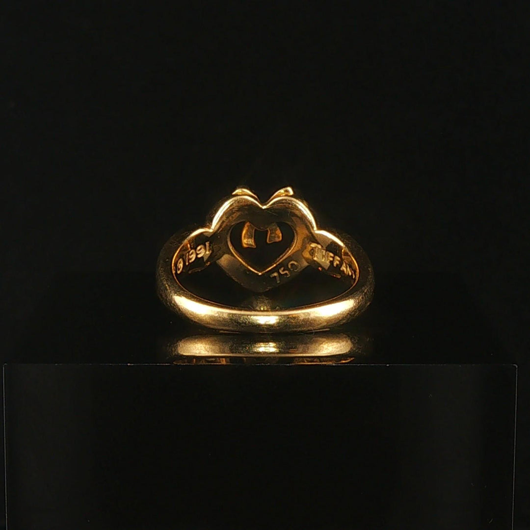 Tiffany & Co. 18k Yellow Gold Open Heart With Bow Ring Size 5.5