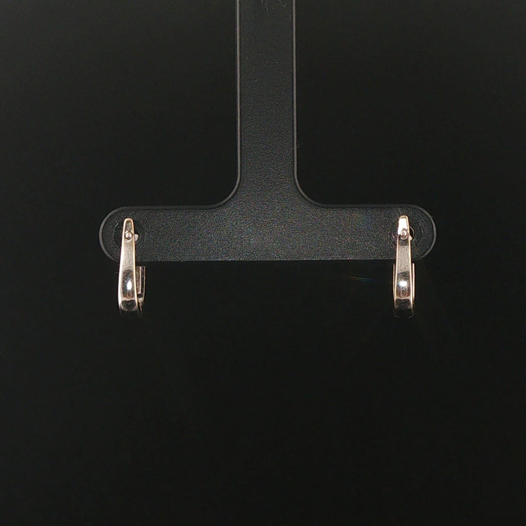 18k White Gold and 0.10cttw Princess Cut Diamond Small Huggie Earrings