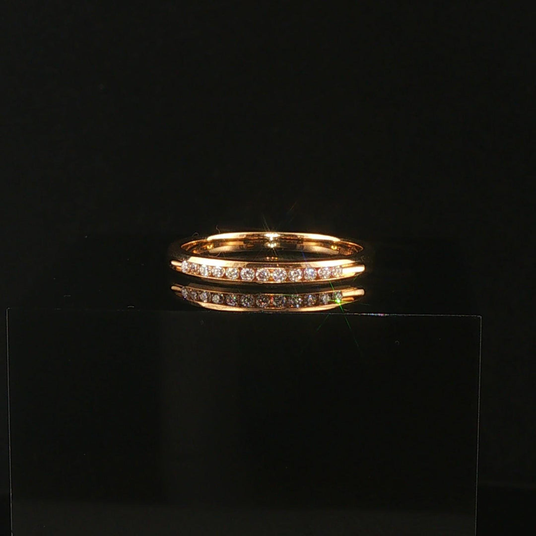 14k Yellow Gold and 0.12cttw Channel Set Diamond Thin Band Ring Size 7