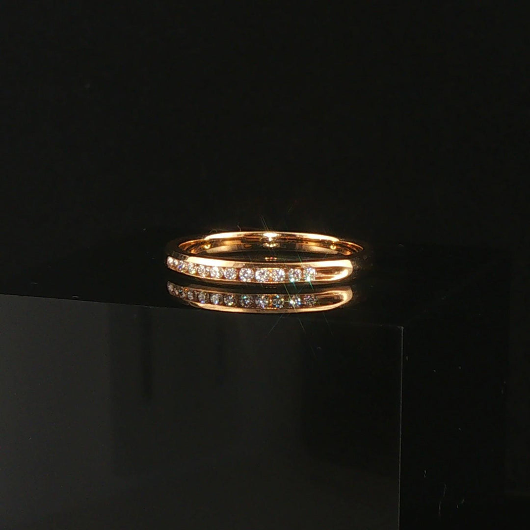 14k Yellow Gold and 0.12cttw Channel Set Diamond Thin Band Ring Size 7
