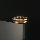 14k Yellow Gold and 0.12cttw Channel Set Diamond Thin Band Ring Size 7