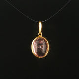 18k Yellow Gold and Cabochon Rose Quartz Pendant