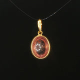 18k Yellow Gold and Cabochon Rose Quartz Pendant