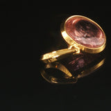 18k Yellow Gold and Cabochon Rose Quartz Pendant