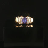 14k Yellow Gold Tanzanite and Diamond Ladies Ring Size 7