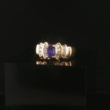 14k Yellow Gold Tanzanite and Diamond Ladies Ring Size 7