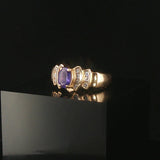 14k Yellow Gold Tanzanite and Diamond Ladies Ring Size 7