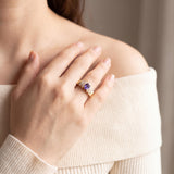 14k Yellow Gold Tanzanite and Diamond Ladies Ring Size 7