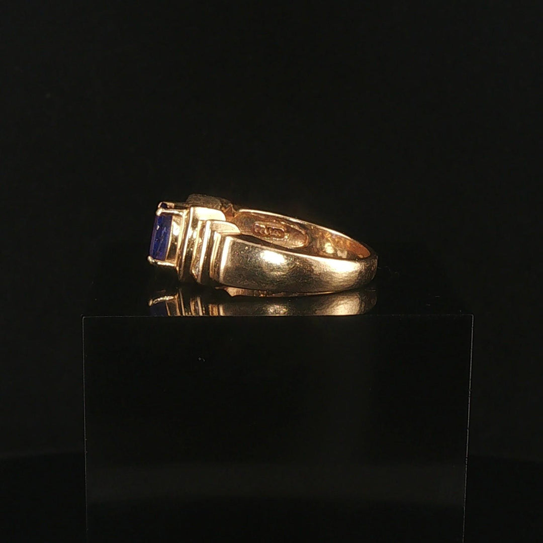 14k Yellow Gold Tanzanite and Diamond Ladies Ring Size 7