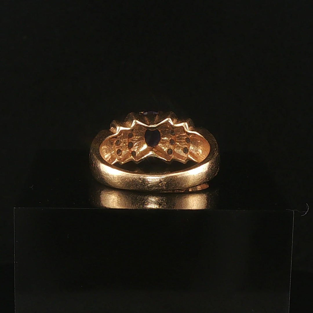14k Yellow Gold Tanzanite and Diamond Ladies Ring Size 7
