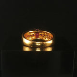 14k Yellow Gold Ruby and Diamond Ladies Band Ring Size 7