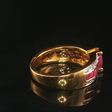14k Yellow Gold Ruby and Diamond Ladies Band Ring Size 7