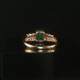 14k Yellow Gold Emerald and 0.20cttw Diamond Ladies Ring Size 8
