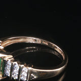 14k Yellow Gold Emerald and 0.20cttw Diamond Ladies Ring Size 8