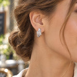 10k White Gold 0.50cttw Round and Baguette Cut Diamond Earrings