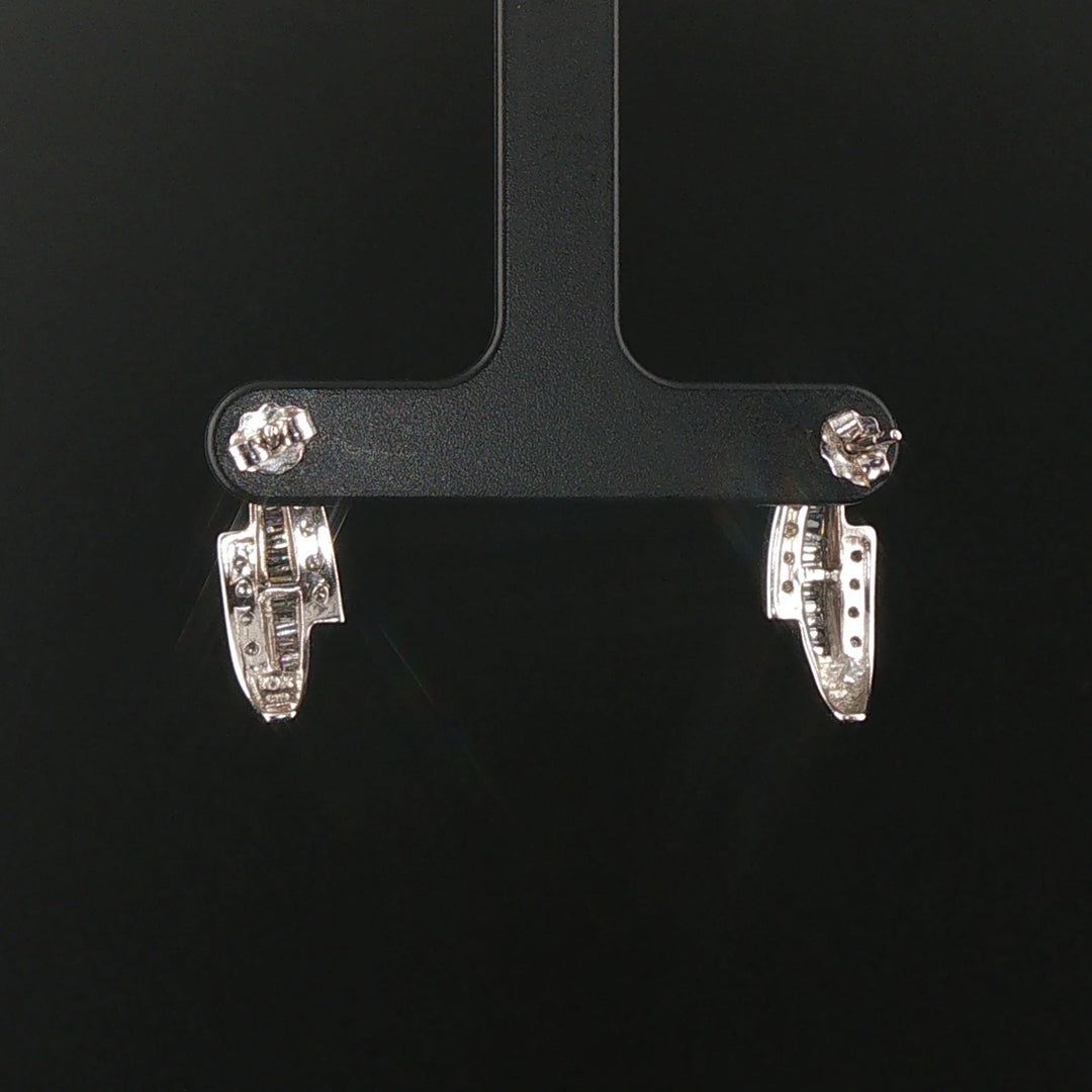 10k White Gold 0.50cttw Round and Baguette Cut Diamond Earrings