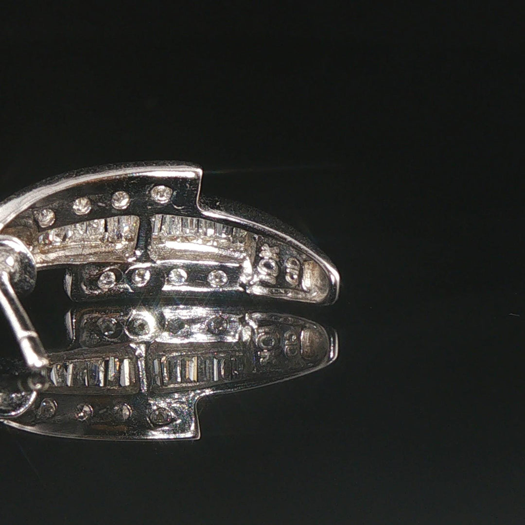 10k White Gold 0.50cttw Round and Baguette Cut Diamond Earrings