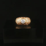 18k Yellow 0.35ct Bezel Set Center Diamond and 0.38cttw Diamod Ring Size 5.75
