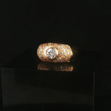 18k Yellow 0.35ct Bezel Set Center Diamond and 0.38cttw Diamod Ring Size 5.75