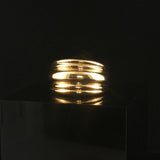 18k Yellow Gold 7.7g UnoAErre Solid Ribbed Graduated Band Ring Italy Size 5.75
