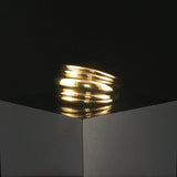 18k Yellow Gold 7.7g UnoAErre Solid Ribbed Graduated Band Ring Italy Size 5.75