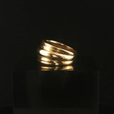 18k Yellow Gold 7.7g UnoAErre Solid Ribbed Graduated Band Ring Italy Size 5.75