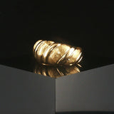 18k Yellow Gold 5.8g Solid Graduated Croissant Ring Italy Size 6