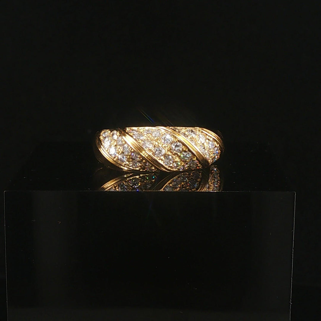 18k Yellow and 0.40cttw Pave Set Diamond Twist Ring Size 6.25