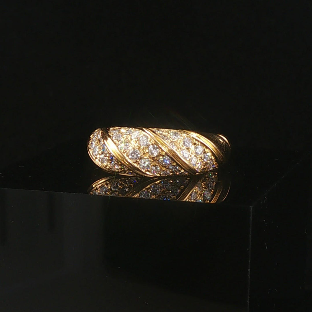 18k Yellow and 0.40cttw Pave Set Diamond Twist Ring Size 6.25