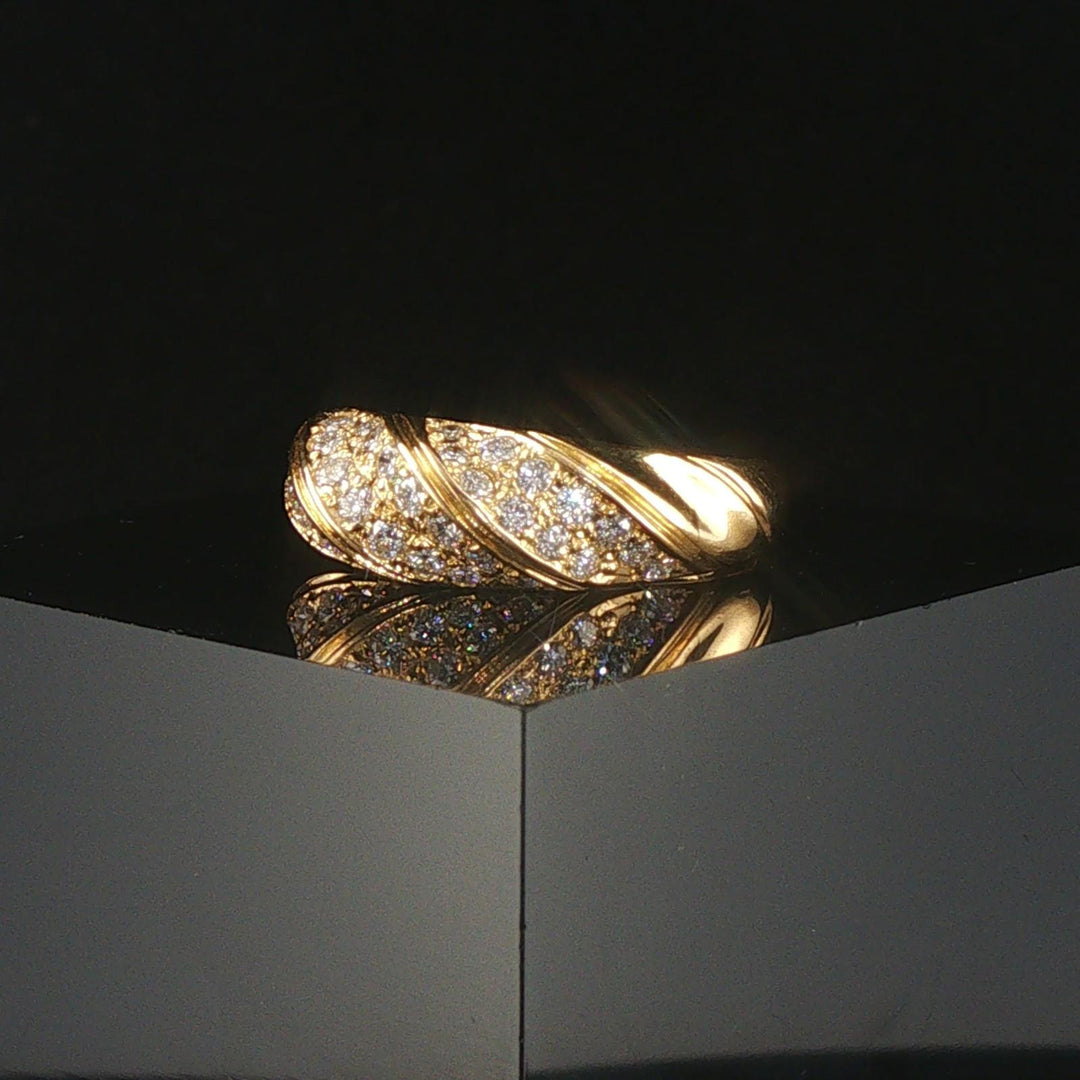 18k Yellow and 0.40cttw Pave Set Diamond Twist Ring Size 6.25