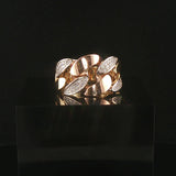 18k Yellow White and Rose Gold 0.22cttw Pave Cuban Link Band Ring Size 7