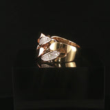 18k Yellow White and Rose Gold 0.22cttw Pave Cuban Link Band Ring Size 7