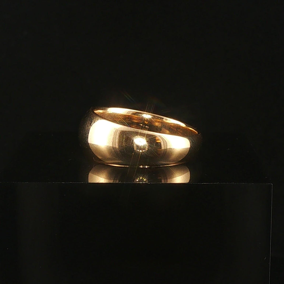 18k Yellow Gold 7.6g Solid Polished Graduated Domed Band Ring Size 6.75