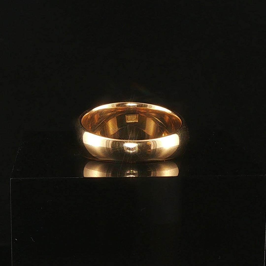 18k Yellow Gold 7.6g Solid Polished Graduated Domed Band Ring Size 6.75