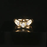 18k Yellow Gold and 0.35cttw Pave Set Diamond Curved Band Ring Size 5