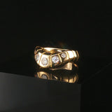 18k Yellow Gold and 0.35cttw Pave Set Diamond Curved Band Ring Size 5