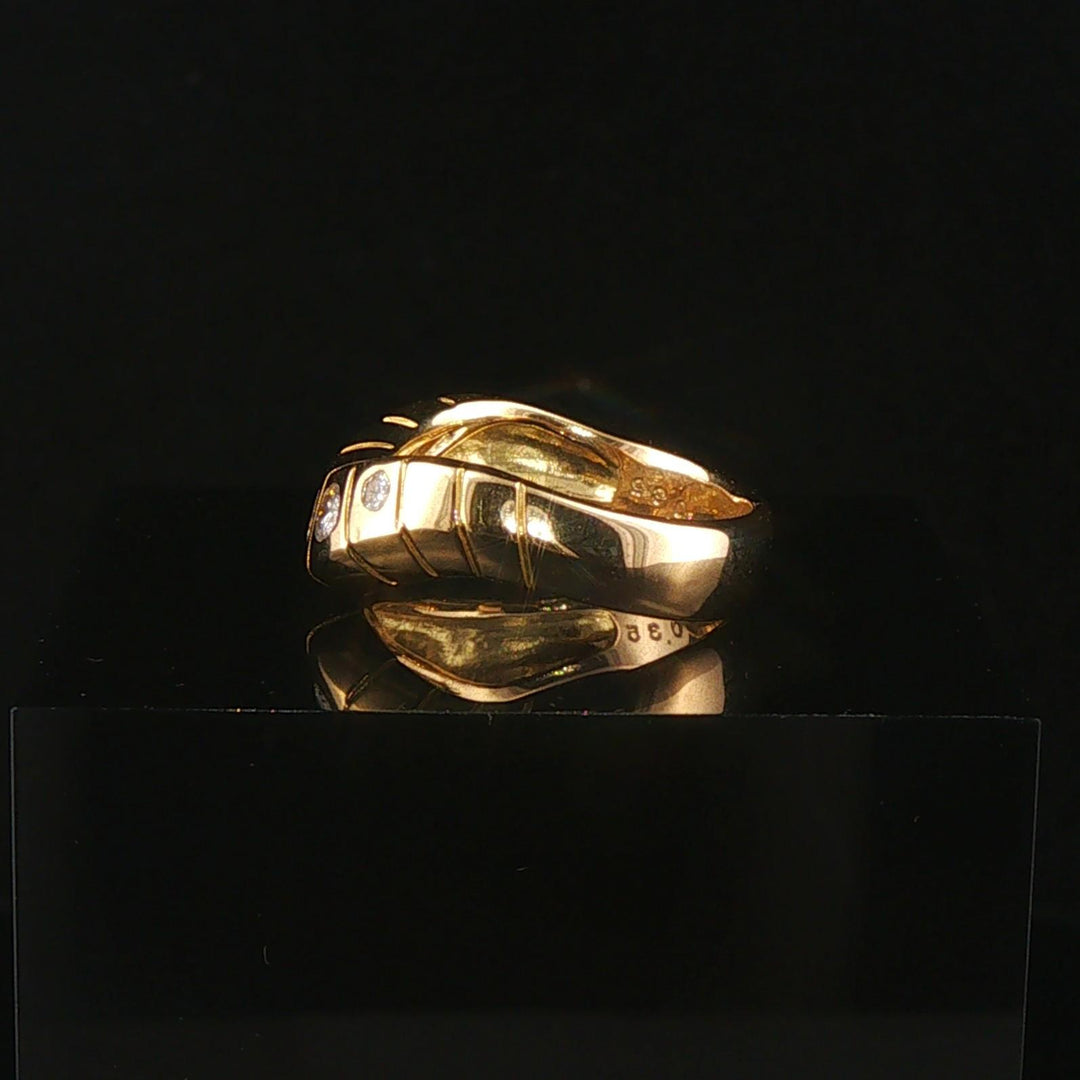 18k Yellow Gold and 0.35cttw Pave Set Diamond Curved Band Ring Size 5