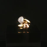 18k Yellow White and Rose Gold 0.30cttw Pave Diamond Bypass Heart Ring Size 4