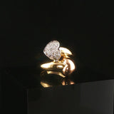 18k Yellow White and Rose Gold 0.30cttw Pave Diamond Bypass Heart Ring Size 4