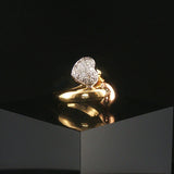 18k Yellow White and Rose Gold 0.30cttw Pave Diamond Bypass Heart Ring Size 4