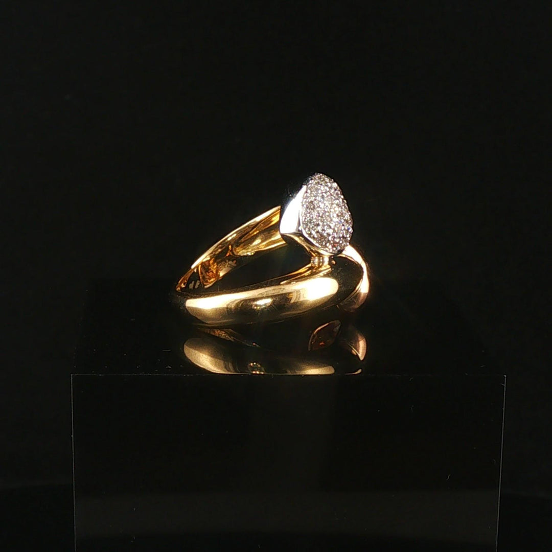 18k Yellow White and Rose Gold 0.30cttw Pave Diamond Bypass Heart Ring Size 4