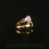18k Yellow White and Rose Gold 0.30cttw Pave Diamond Bypass Heart Ring Size 4