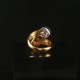 18k Yellow White and Rose Gold 0.30cttw Pave Diamond Bypass Heart Ring Size 4