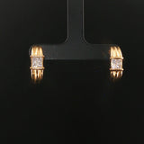 18k Yellow Gold and 0.60cttw Princess Cut Diamonds Half Hoop Earrings