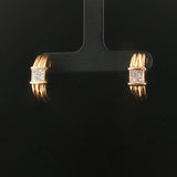 18k Yellow Gold and 0.60cttw Princess Cut Diamonds Half Hoop Earrings