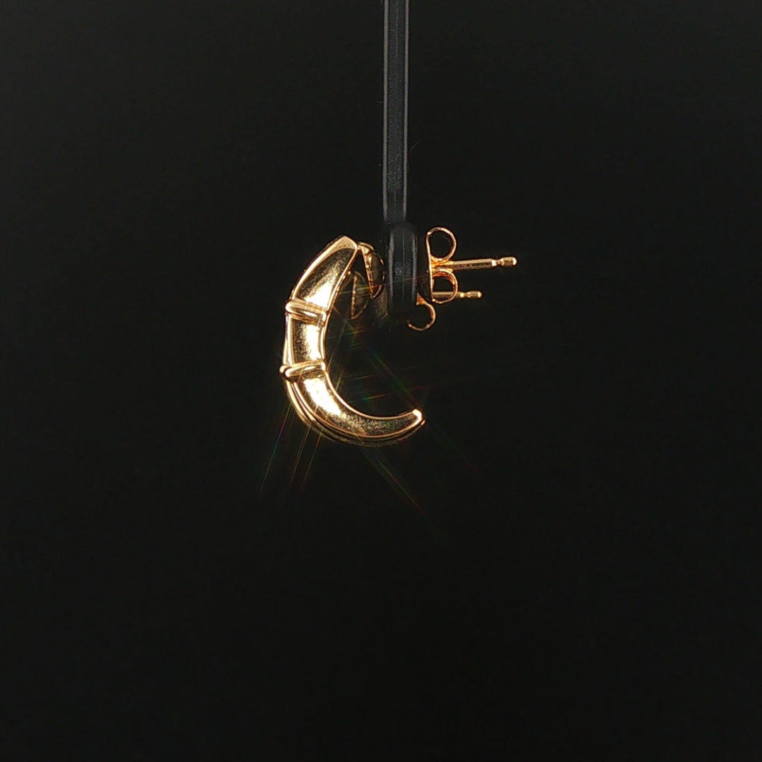 18k Yellow Gold and 0.60cttw Princess Cut Diamonds Half Hoop Earrings