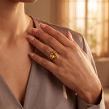 14k Yellow Gold and 6.85ct Trillion Cut Citrine Ring Size 6.25