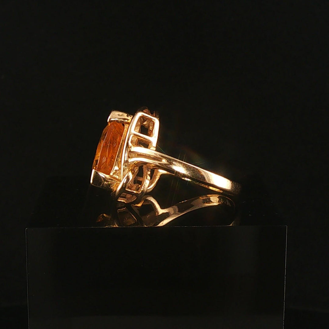 14k Yellow Gold and 6.85ct Trillion Cut Citrine Ring Size 6.25